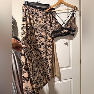 Free People Black and Tan Floral Set